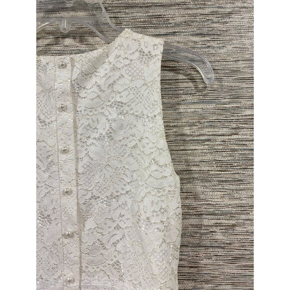 Guess Womens White Sleeveless Lace Dress With Back Button Detail - Size S - Picture 6 of 7